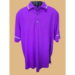 Footjoy FJ Mens Purple Polo Large Collar Stripes
